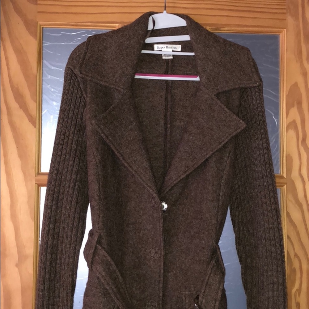 Susan Bristol Long Wool Cardigan Coat